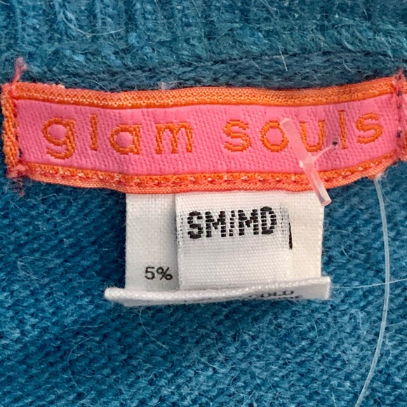 Glam Souls VTG Y2K Blue Cropped Embellished Bolero Sweater Cardigan NWT S/M - Picture 5 of 6